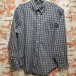 Nautica Blue & Wht checked Button Down sz L